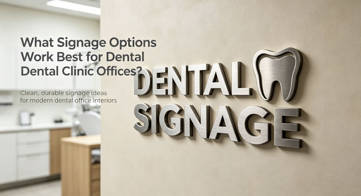 Brushed stainless‑steel 3D dental signage for modern dental clinic office interior wall decoration