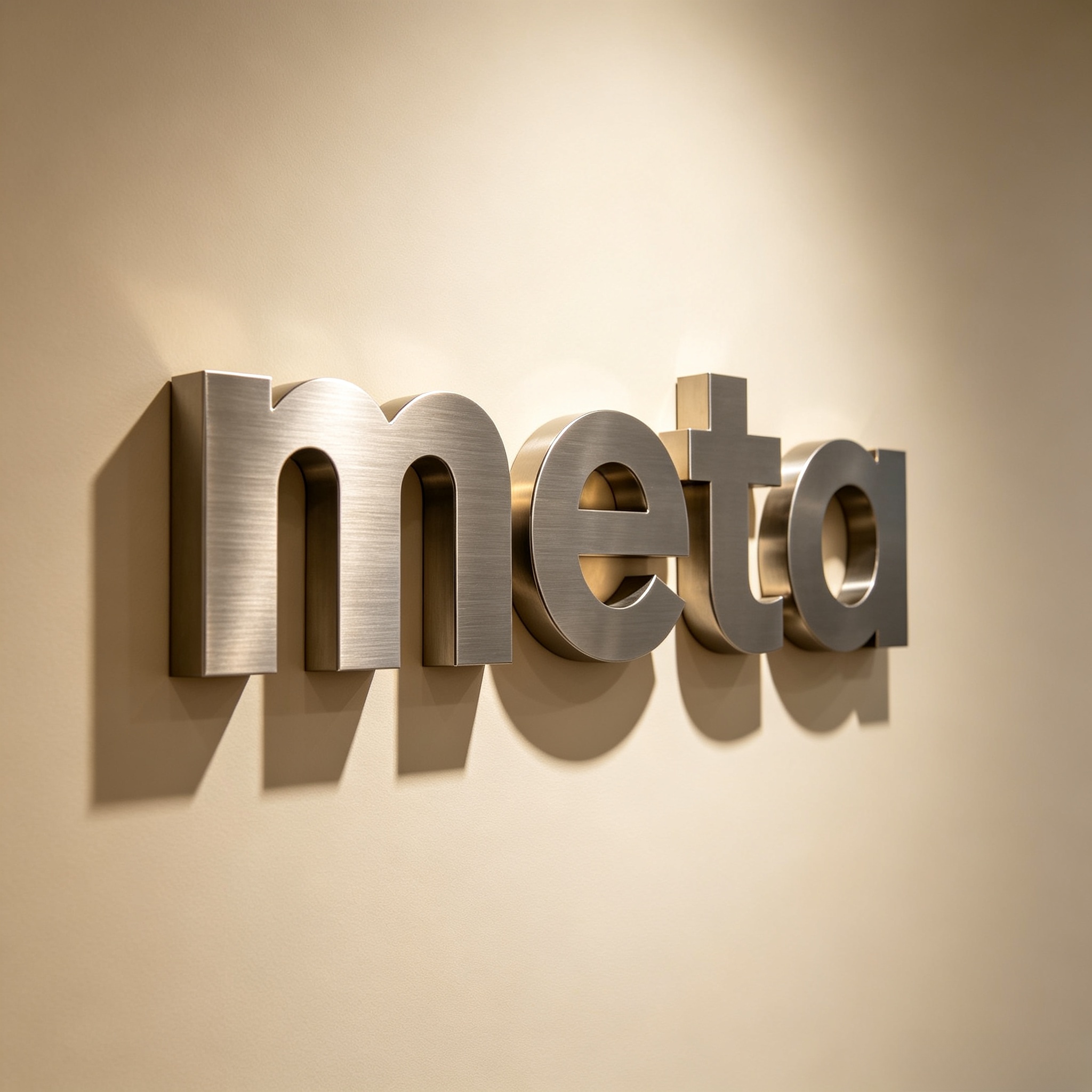 Custom brushed stainless steel 3D letter signage for office reception brand wall Brushed stainless steel non-illuminated 3D letters for corporate office reception brand wall, custom metal logo signage for indoor business space